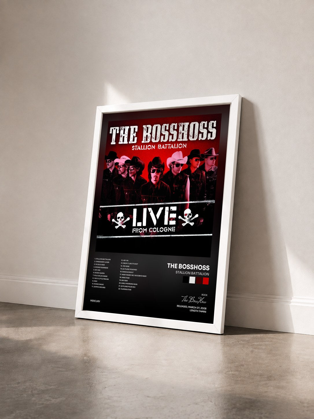 #blanc Tableau de l'album Stallion Battalion de The BossHoss vu de trois quarts, cadre blanc