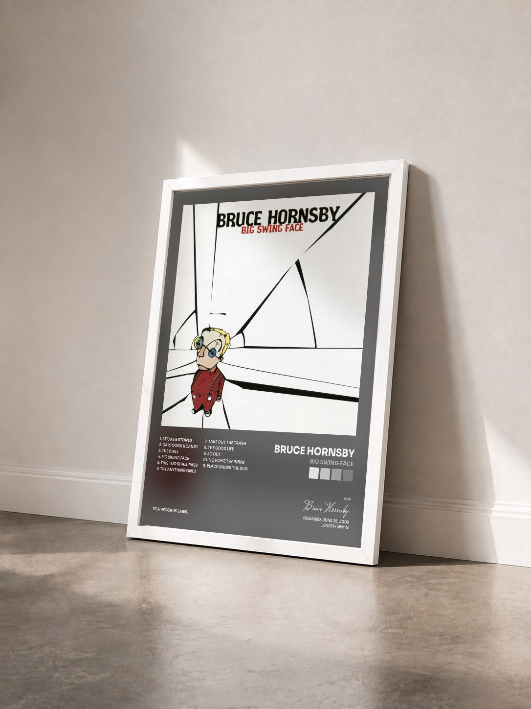 #blanc Tableau de l'album Big Swing Face de Bruce Hornsby vu de trois quarts, cadre blanc