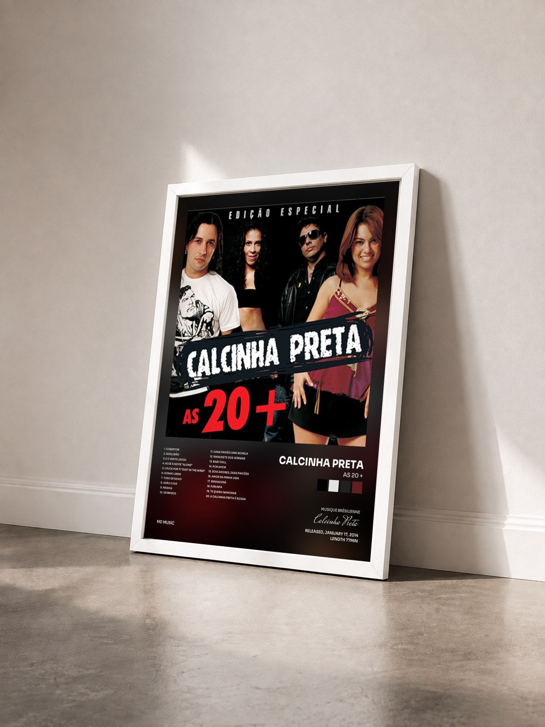 #blanc Tableau de l'album As 20 + de Calcinha Preta vu de trois quarts, cadre blanc