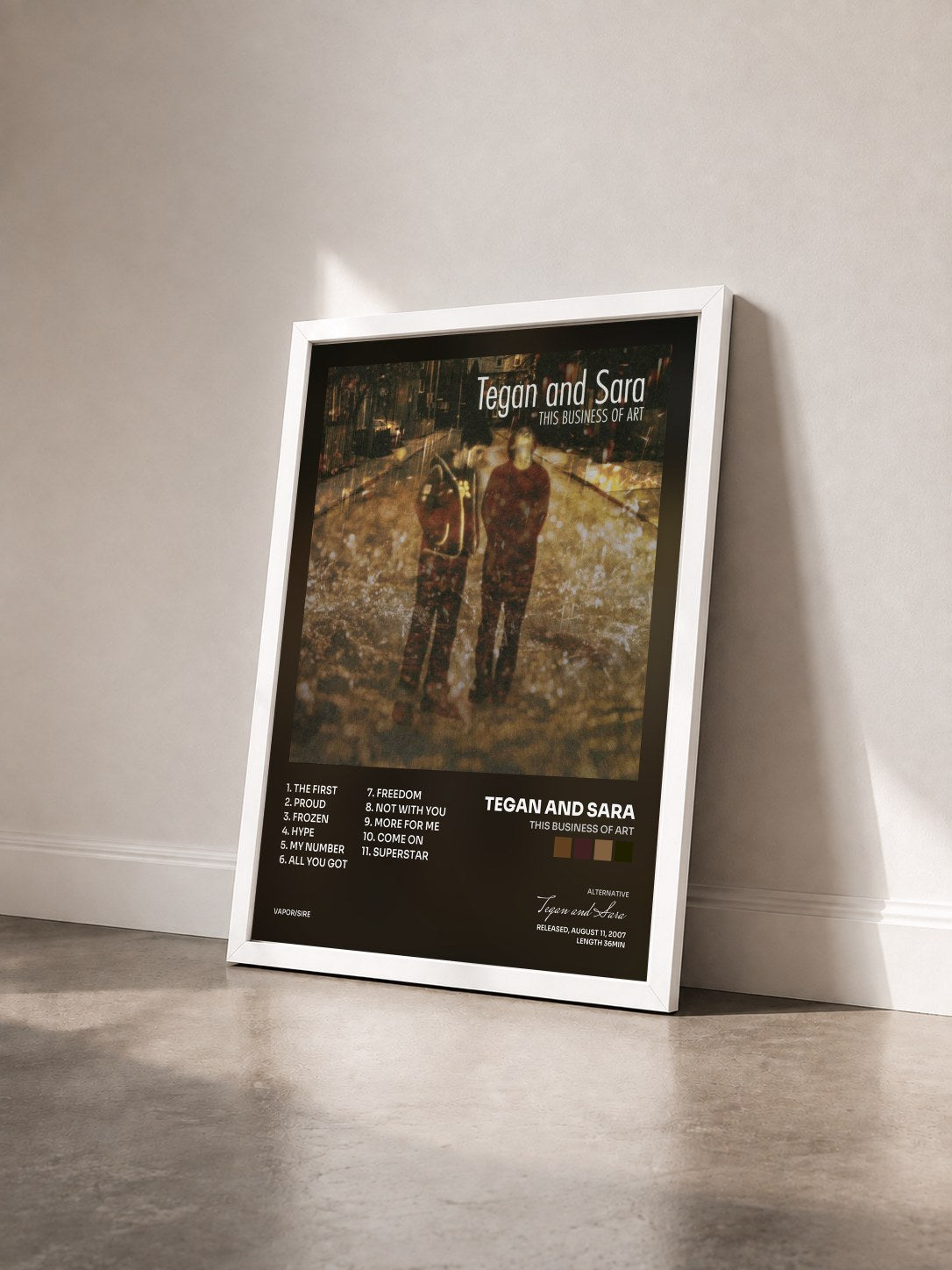 #blanc Tableau de l'album This Business of Art de Tegan and Sara vu de trois quarts, cadre blanc