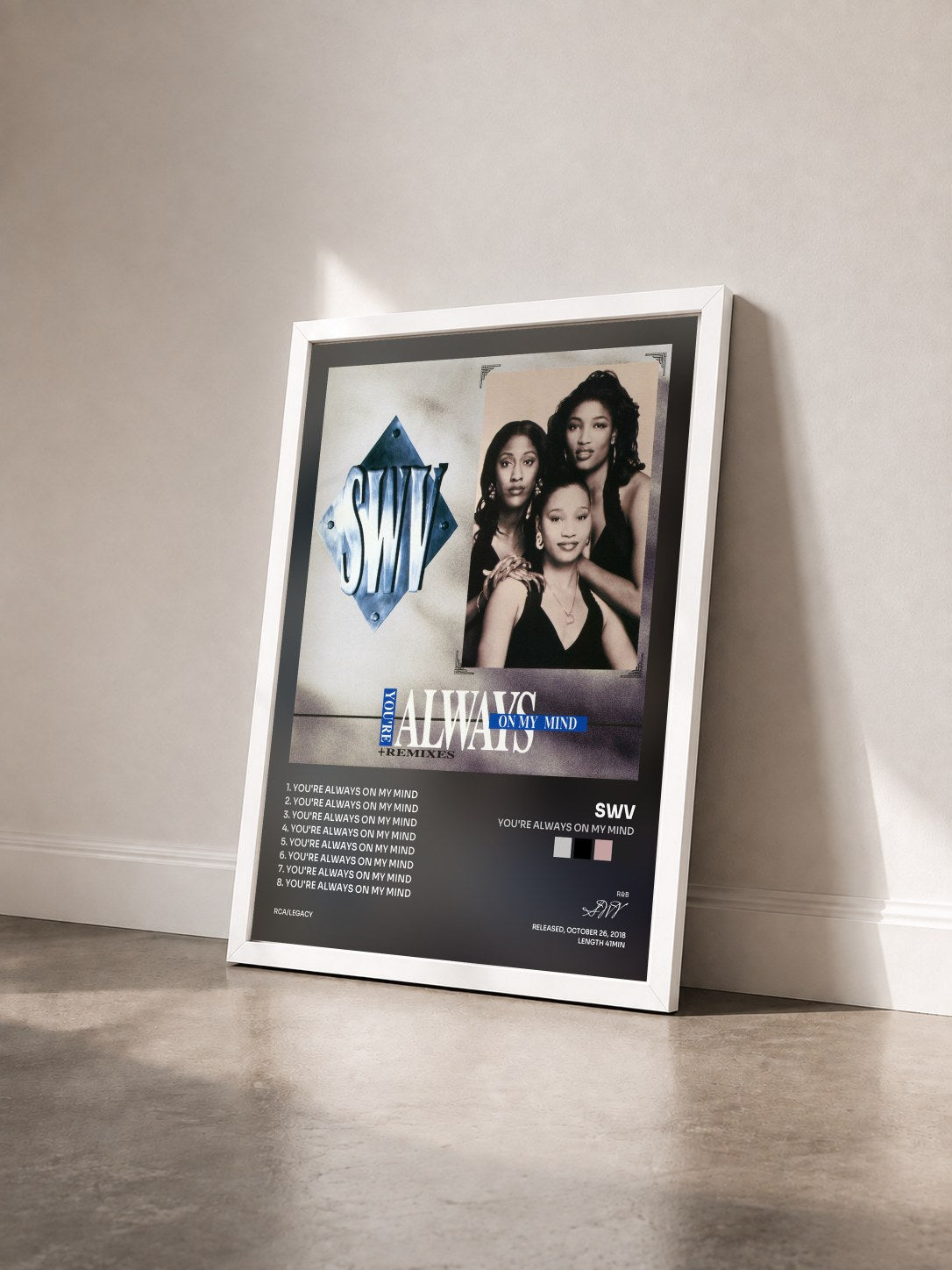 #blanc Tableau de l'album You're Always On My Mind de SWV vu de trois quarts, cadre blanc