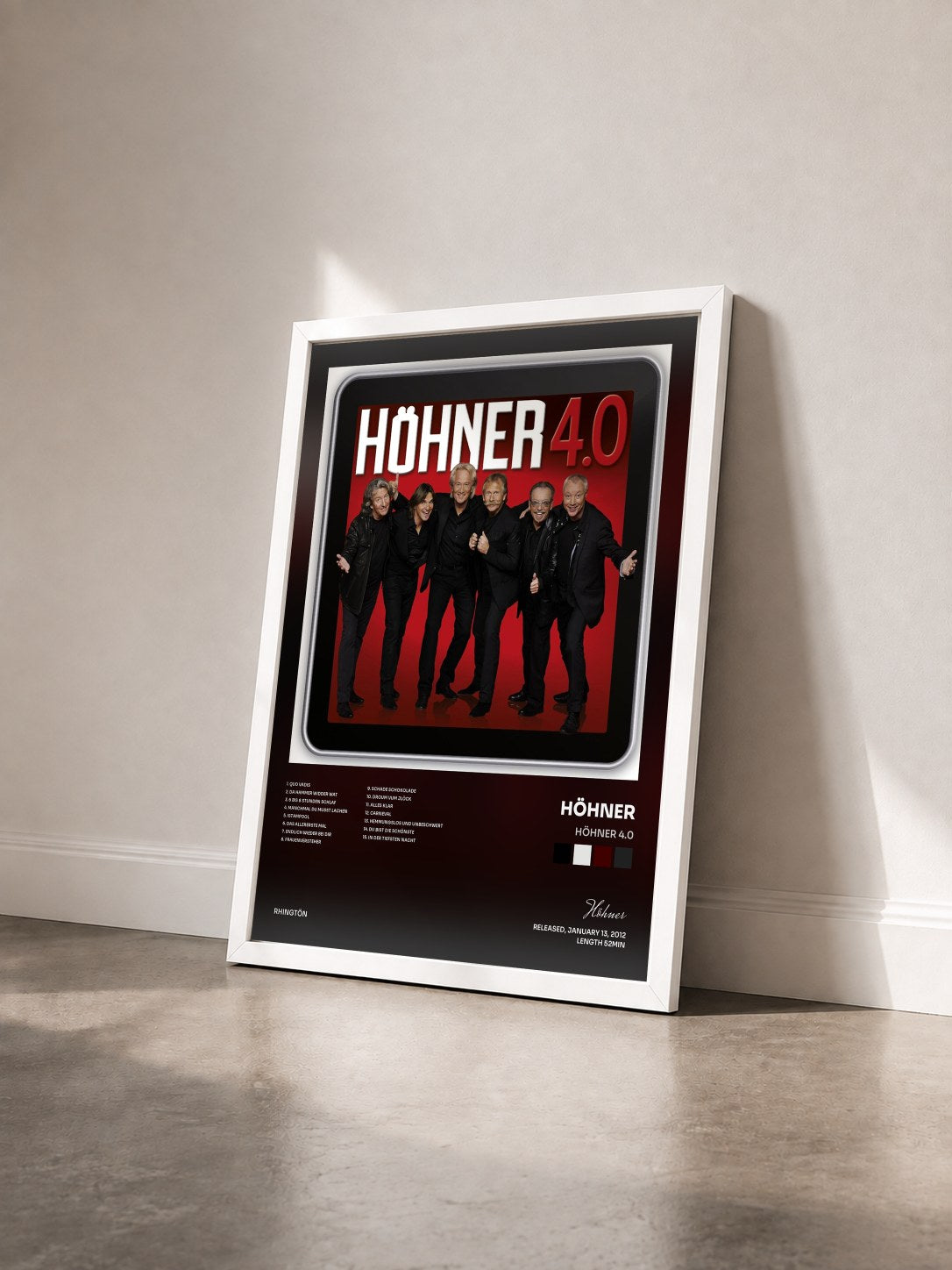 #blanc Tableau de l'album Höhner 4.0 de Höhner vu de trois quarts, cadre blanc