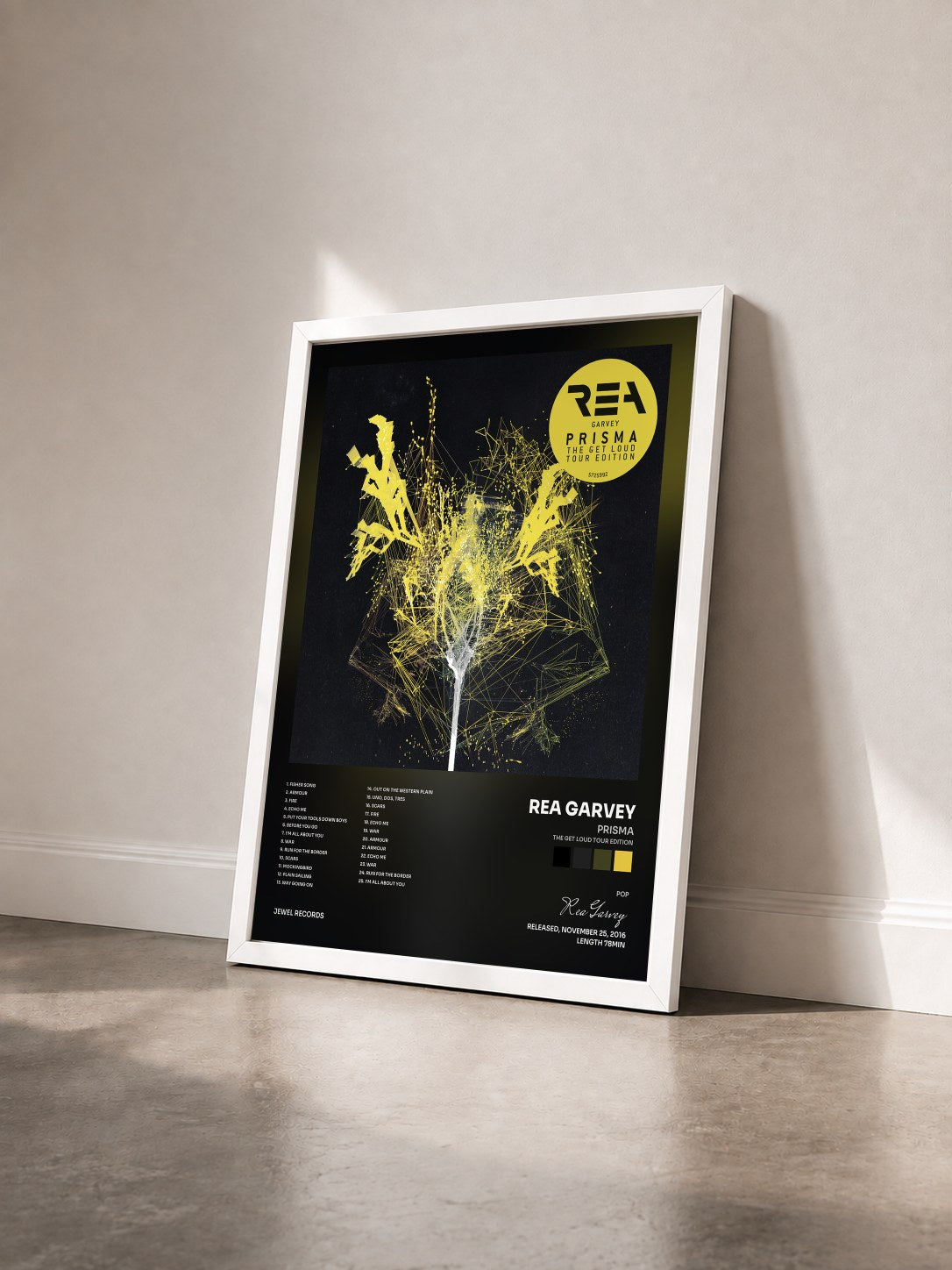 #blanc Tableau de l'album Prisma (The Get Loud Tour Edition) de Rea Garvey vu de trois quarts, cadre blanc