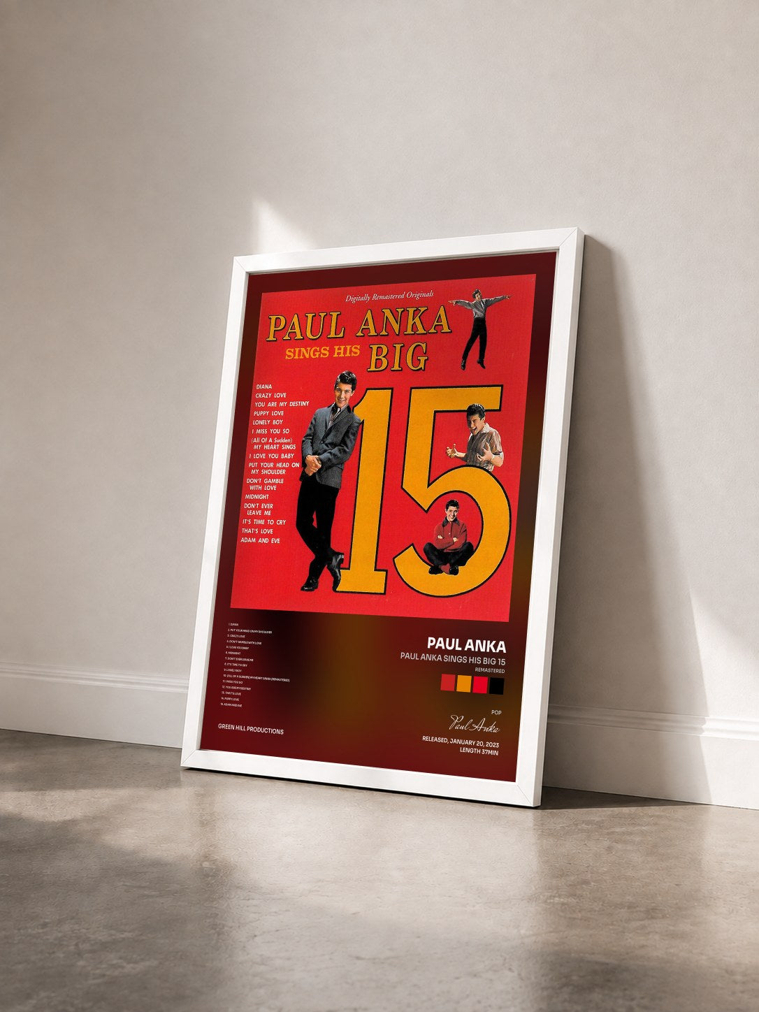 #blanc Tableau de l'album Paul Anka Sings His Big 15 (Remastered) de Paul Anka vu de trois quarts, cadre blanc