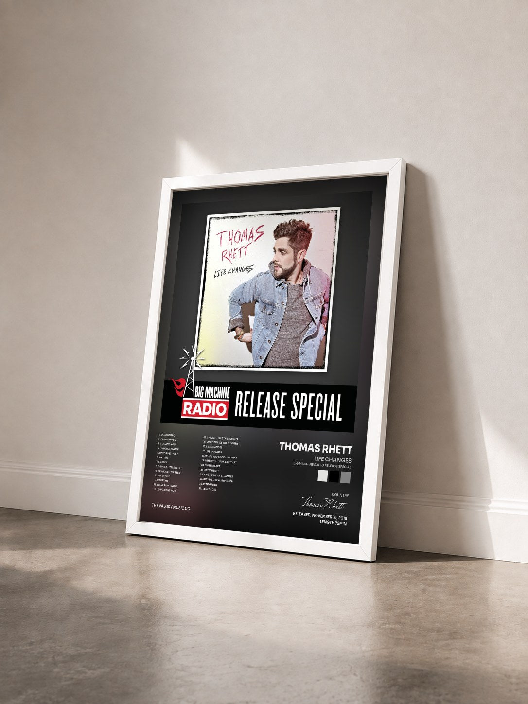 #blanc Tableau de l'album Life Changes (Big Machine Radio Release Special) de Thomas Rhett vu de trois quarts, cadre blanc