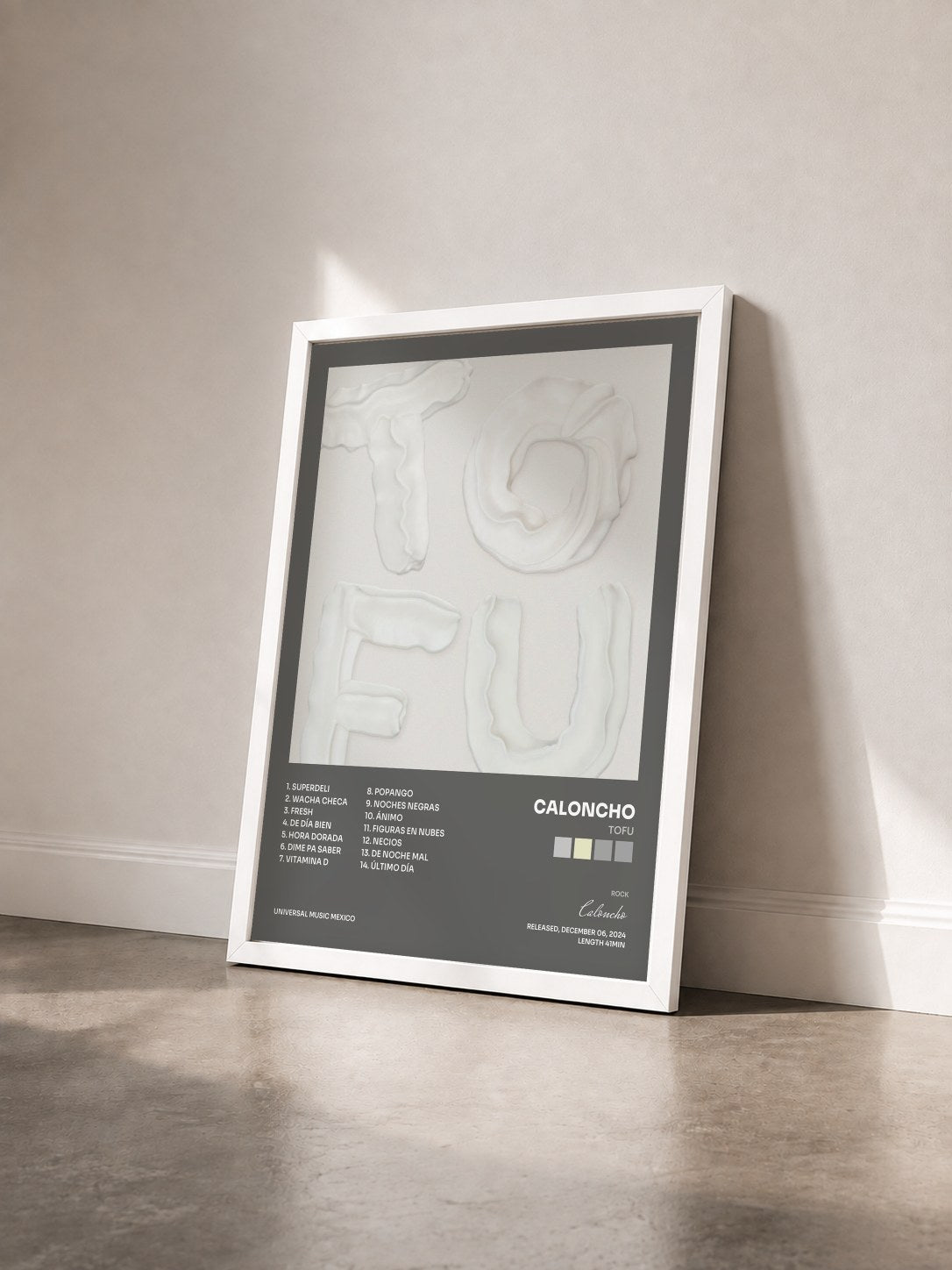 #blanc Tableau de l'album Tofu de Caloncho vu de trois quarts, cadre blanc