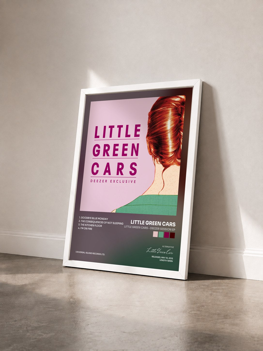 #blanc Tableau de l'album Little Green Cars - Deezer Session EP de Little Green Cars vu de trois quarts, cadre blanc