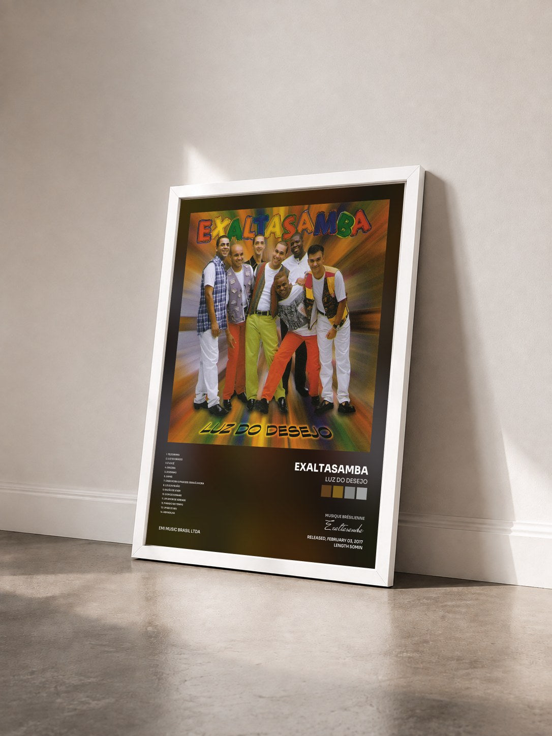 #blanc Tableau de l'album Luz Do Desejo de Exaltasamba vu de trois quarts, cadre blanc