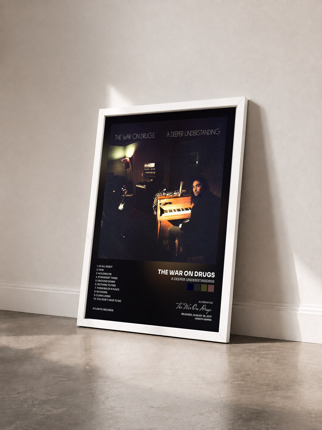 #blanc Tableau de l'album A Deeper Understanding de The War On Drugs vu de trois quarts, cadre blanc