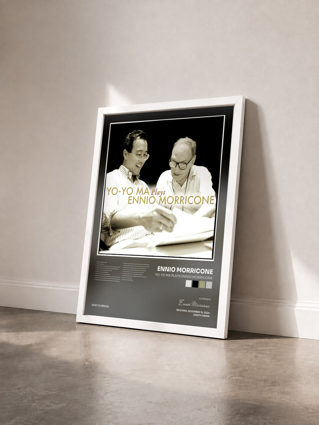 #blanc Tableau de l'album Yo-Yo Ma Plays Ennio Morricone de Ennio Morricone vu de trois quarts, cadre blanc