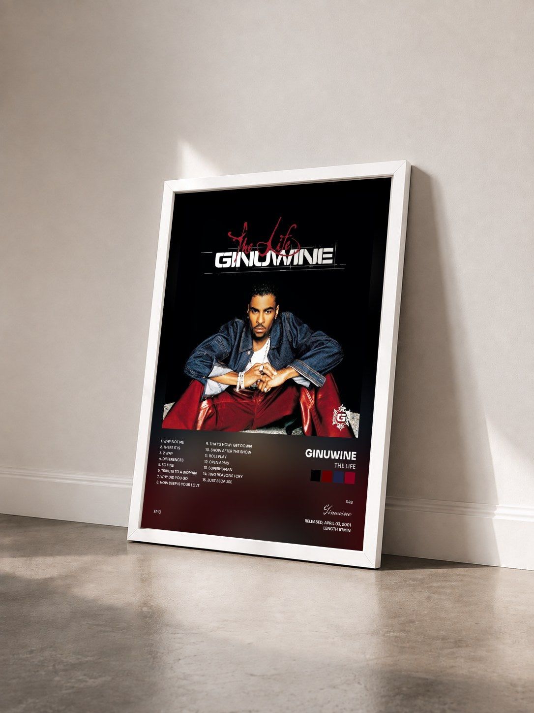 #blanc Tableau de l'album The Life de Ginuwine vu de trois quarts, cadre blanc