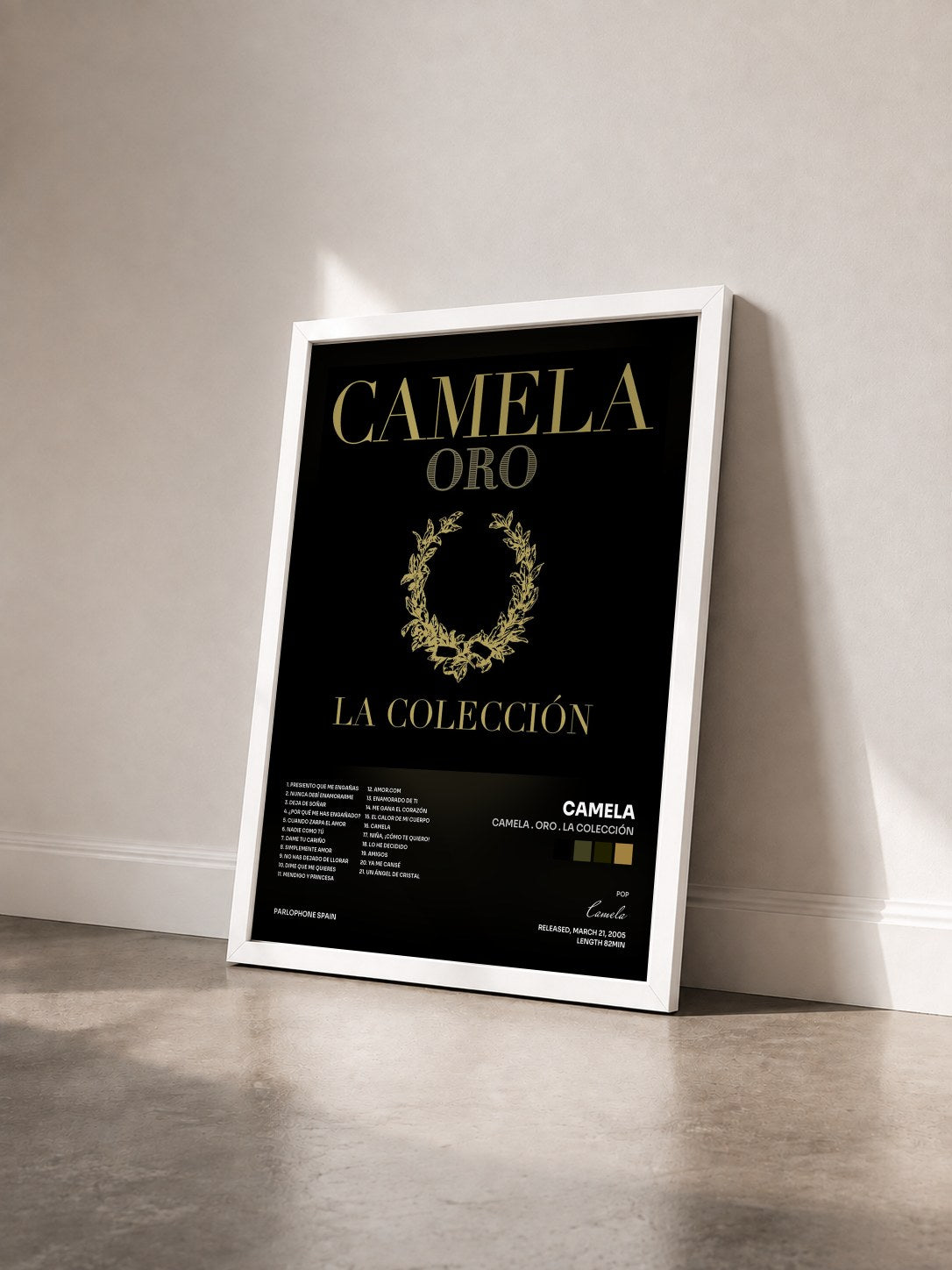 #blanc Tableau de l'album Camela . Oro . La Colección de Camela vu de trois quarts, cadre blanc