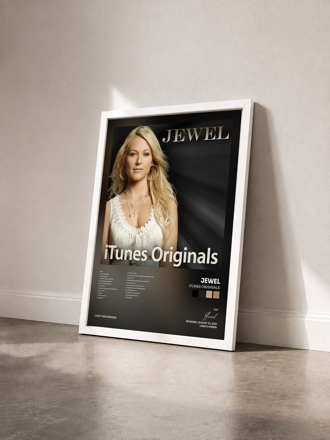 #blanc Tableau de l'album iTunes Originals de Jewel vu de trois quarts, cadre blanc