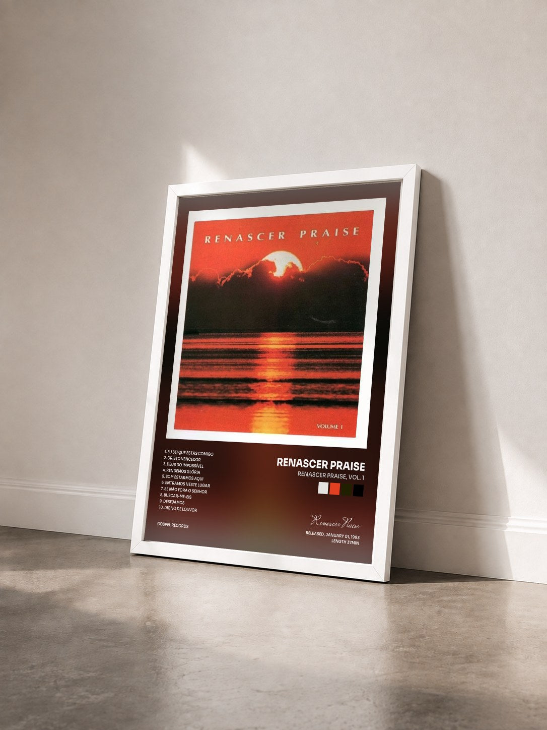 #blanc Tableau de l'album Renascer Praise, Vol. 1 de Renascer Praise vu de trois quarts, cadre blanc