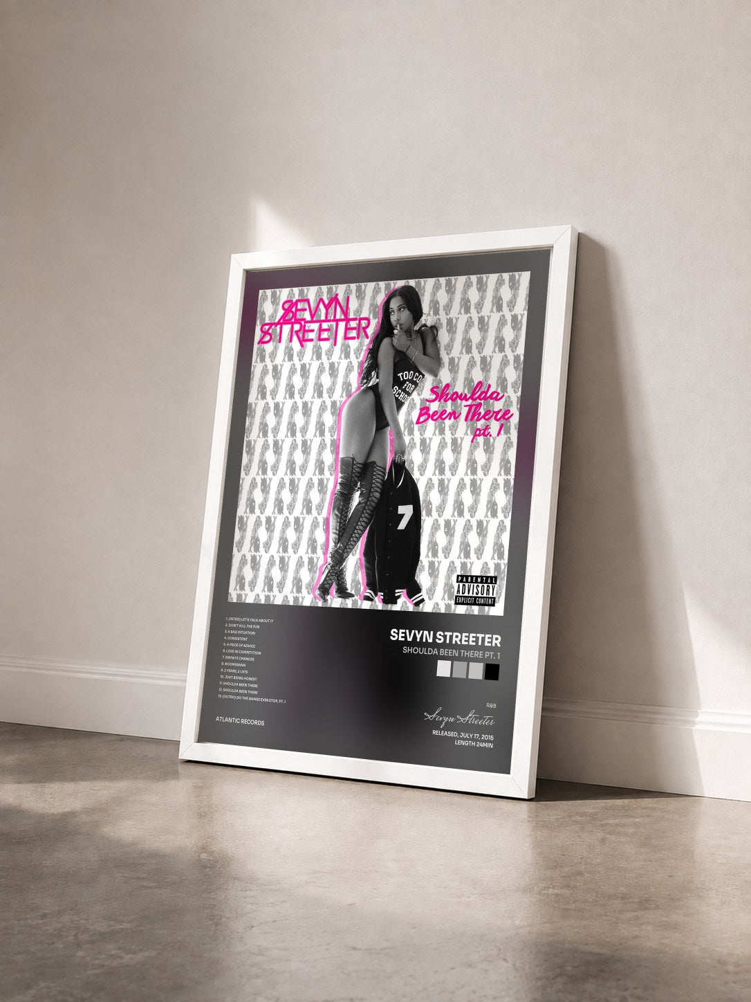 #blanc Tableau de l'album Shoulda Been There Pt. 1 de Sevyn Streeter vu de trois quarts, cadre blanc