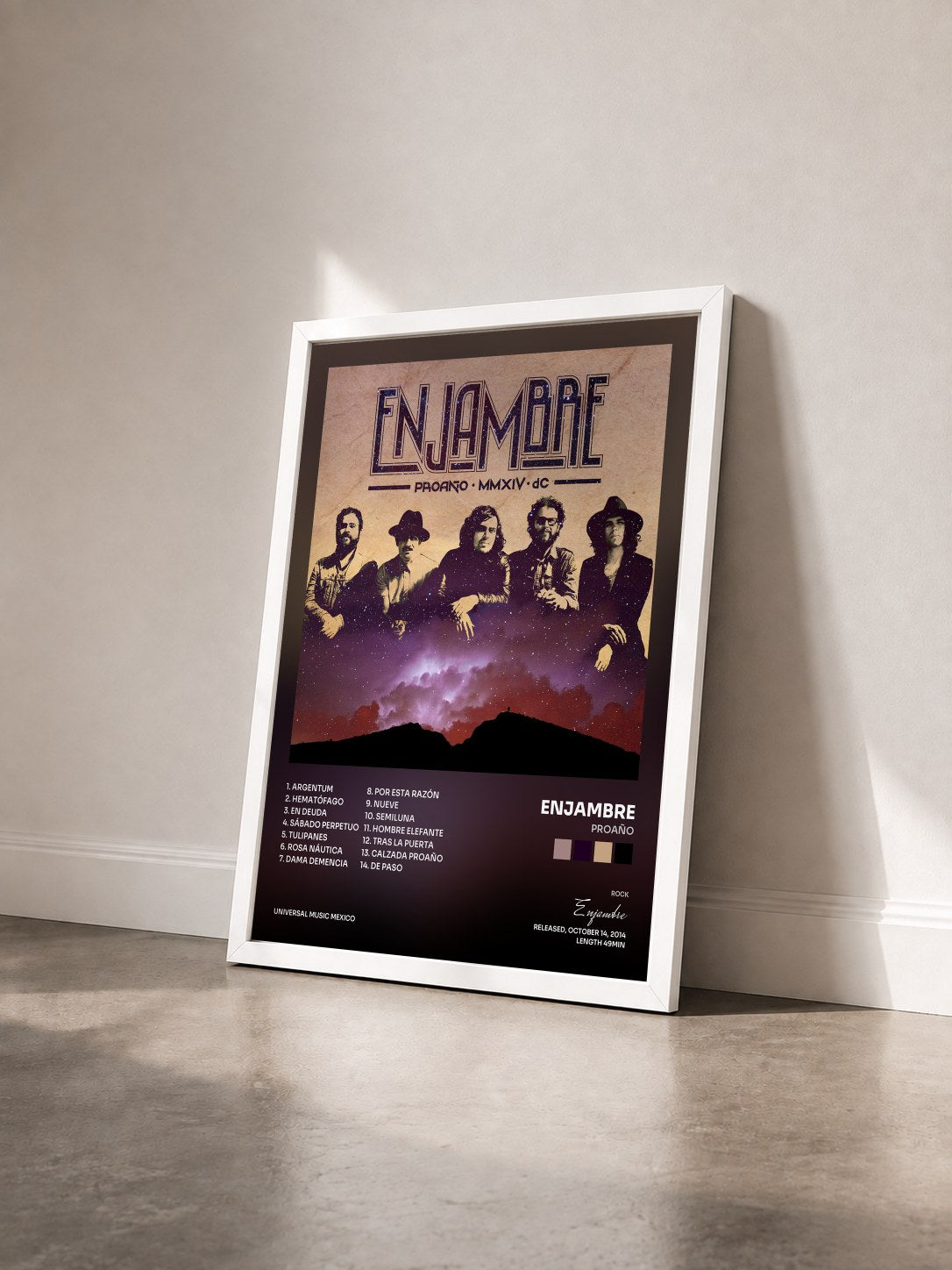 #blanc Tableau de l'album Proaño de Enjambre vu de trois quarts, cadre blanc