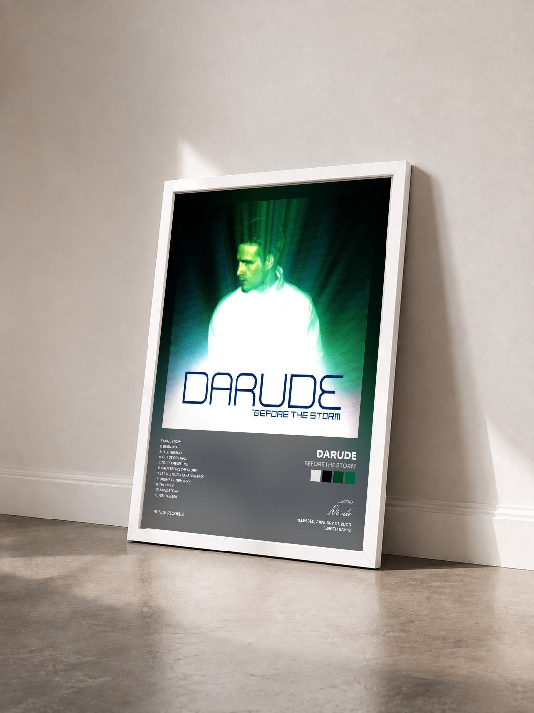 #blanc Tableau de l'album Before the Storm de Darude vu de trois quarts, cadre blanc
