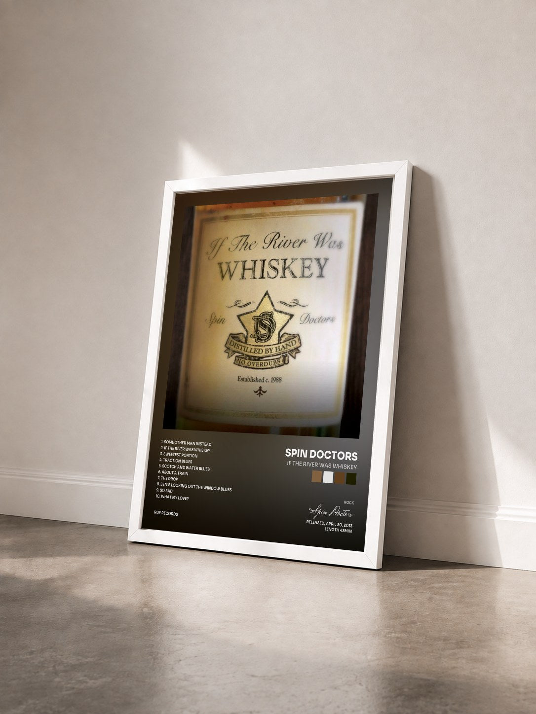 #blanc Tableau de l'album If the River Was Whiskey de Spin Doctors vu de trois quarts, cadre blanc