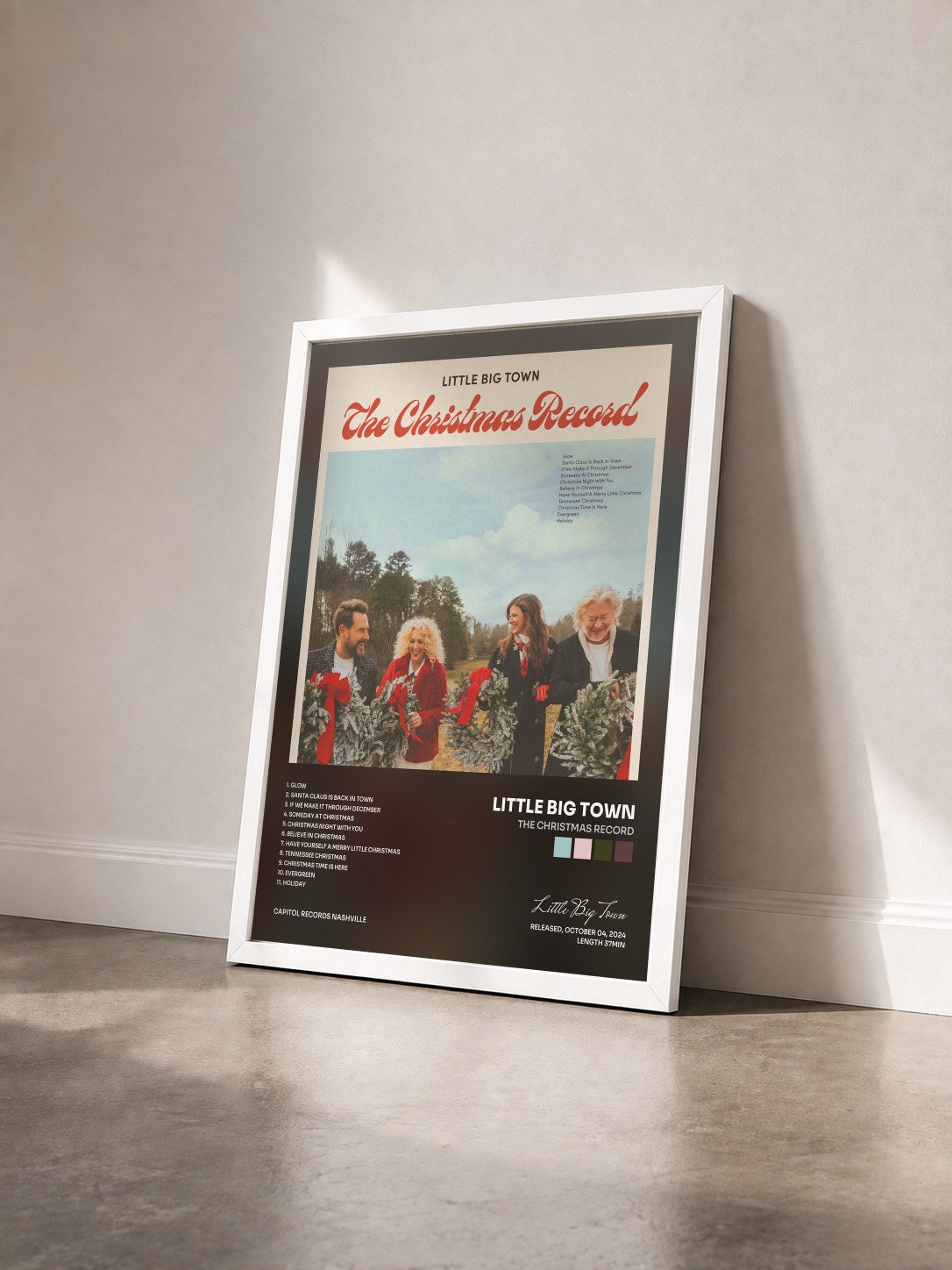 #blanc Tableau de l'album The Christmas Record de Little Big Town vu de trois quarts, cadre blanc