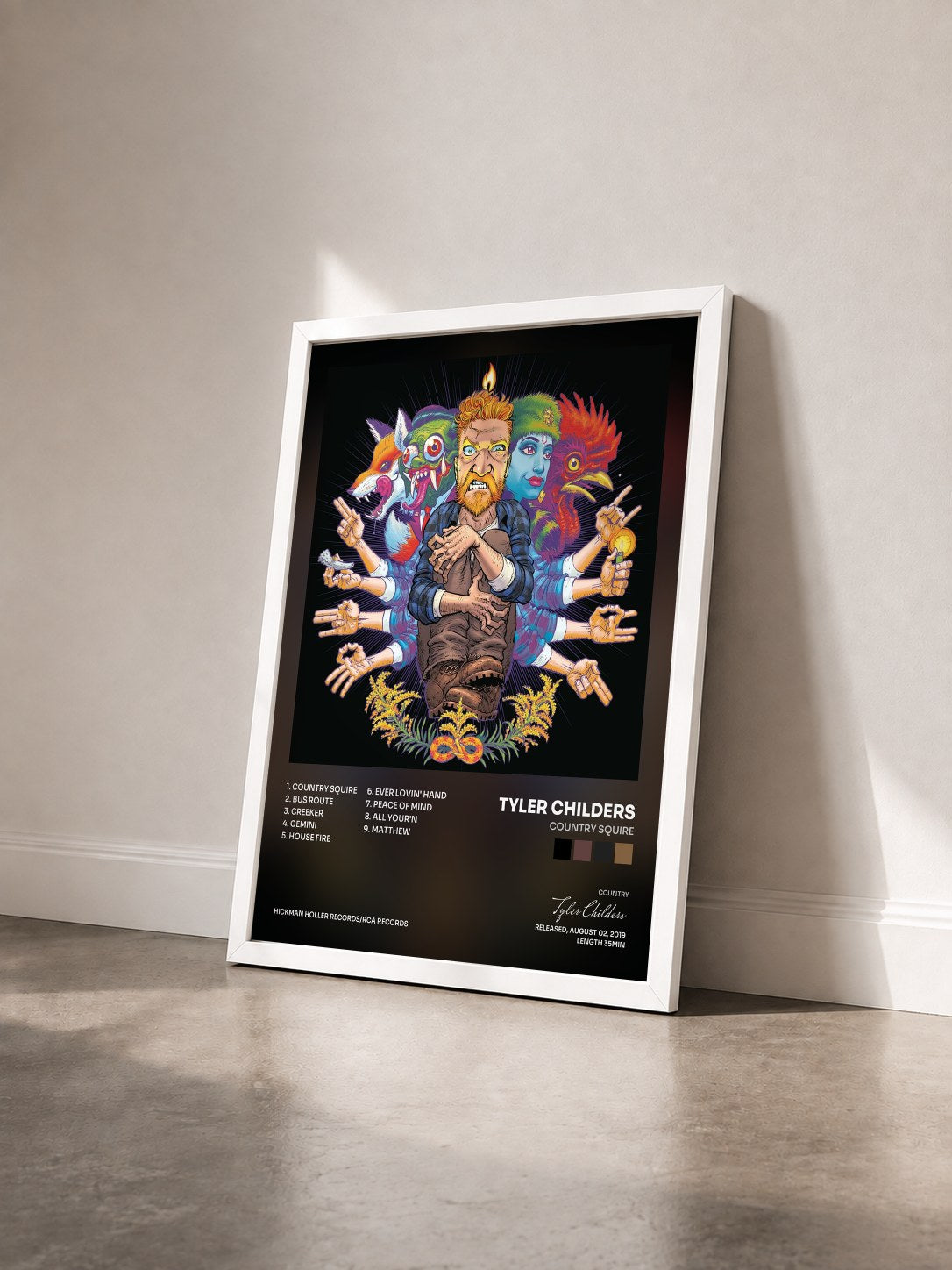 #blanc Tableau de l'album Country Squire de Tyler Childers vu de trois quarts, cadre blanc