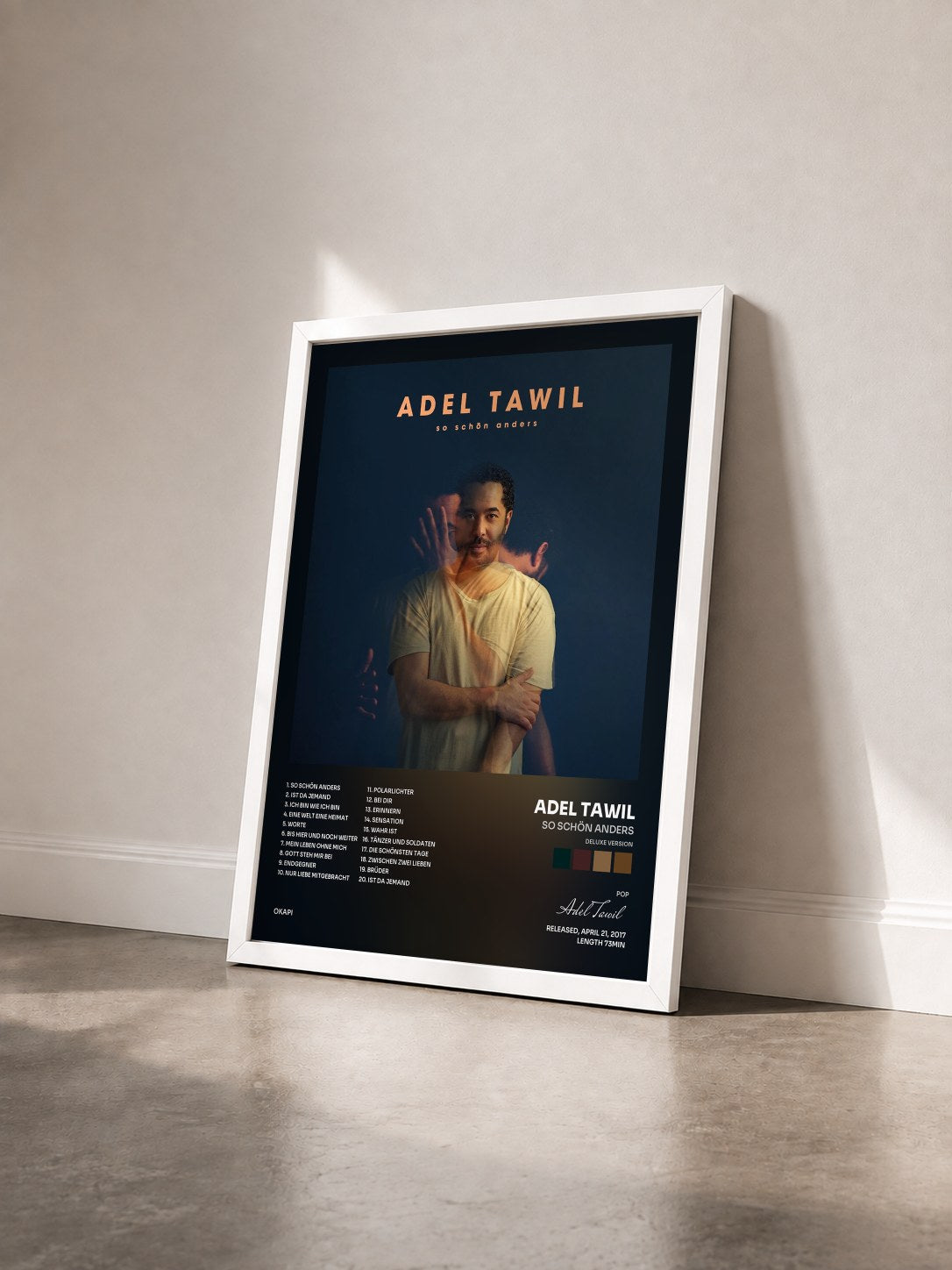 #blanc Tableau de l'album So schön anders (Deluxe Version) de Adel Tawil vu de trois quarts, cadre blanc
