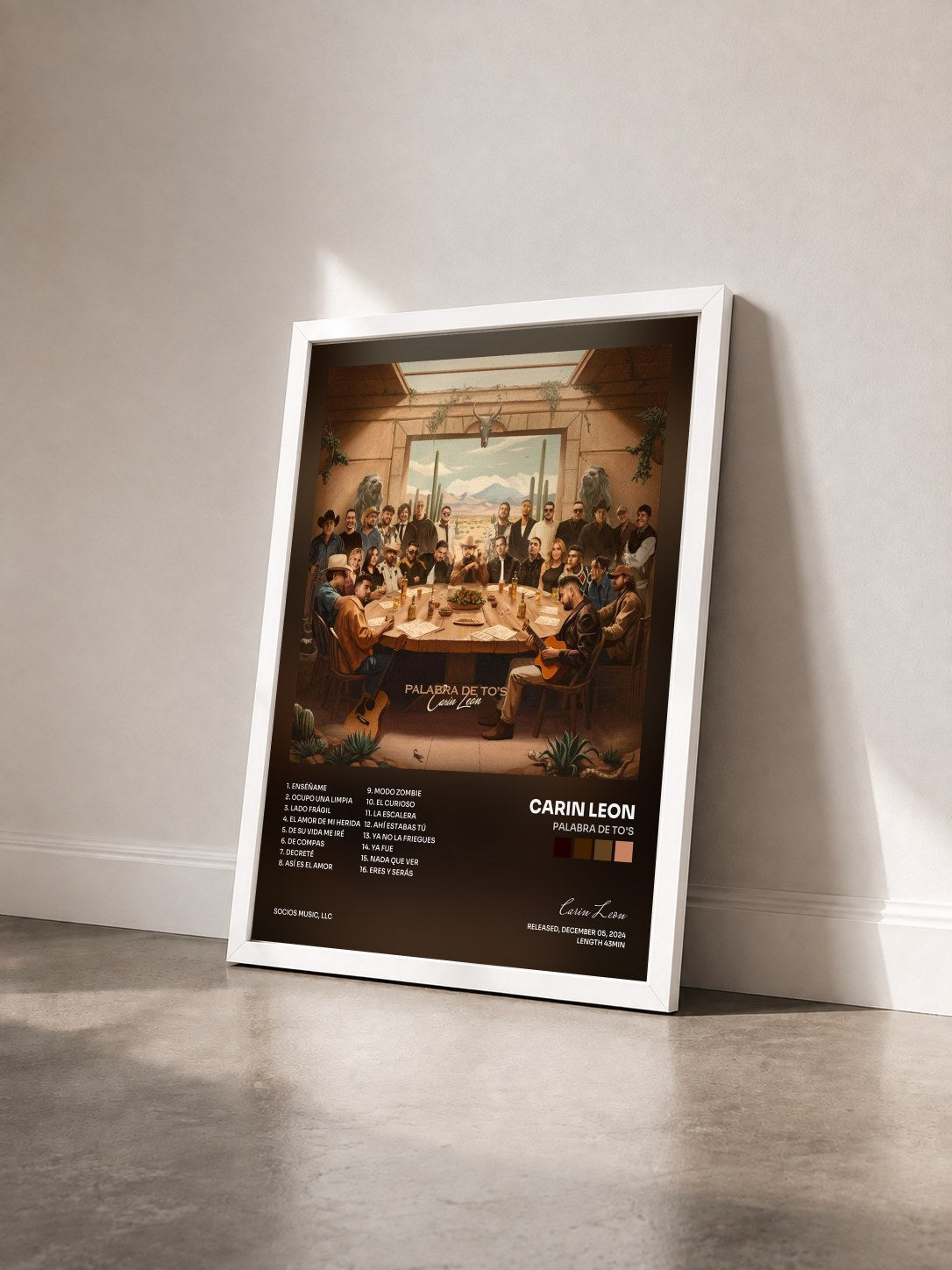 #blanc Tableau de l'album Palabra De To's de Carin Leon vu de trois quarts, cadre blanc