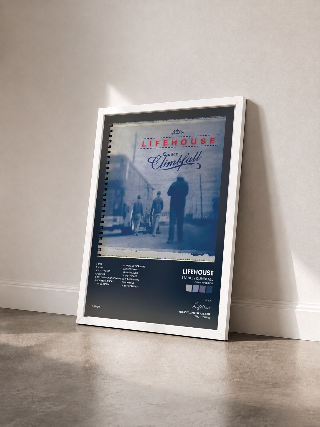 #blanc Tableau de l'album Stanley Climbfall (Expanded Edition) de Lifehouse vu de trois quarts, cadre blanc