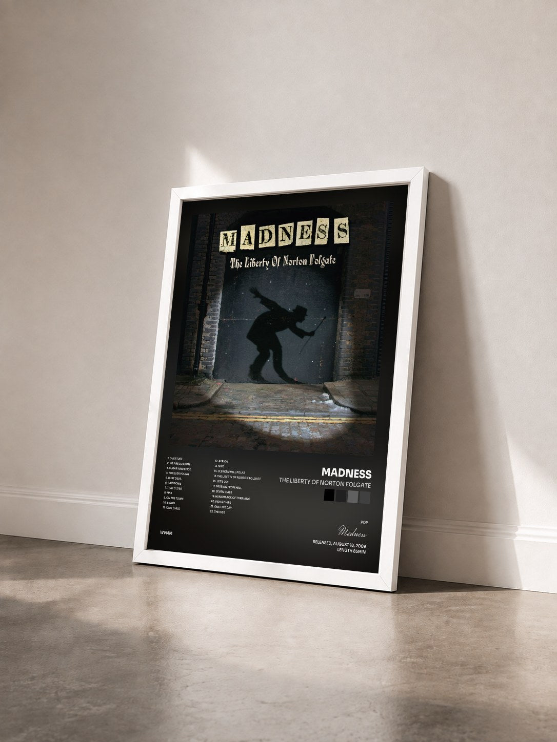 #blanc Tableau de l'album The Liberty of Norton Folgate de Madness vu de trois quarts, cadre blanc