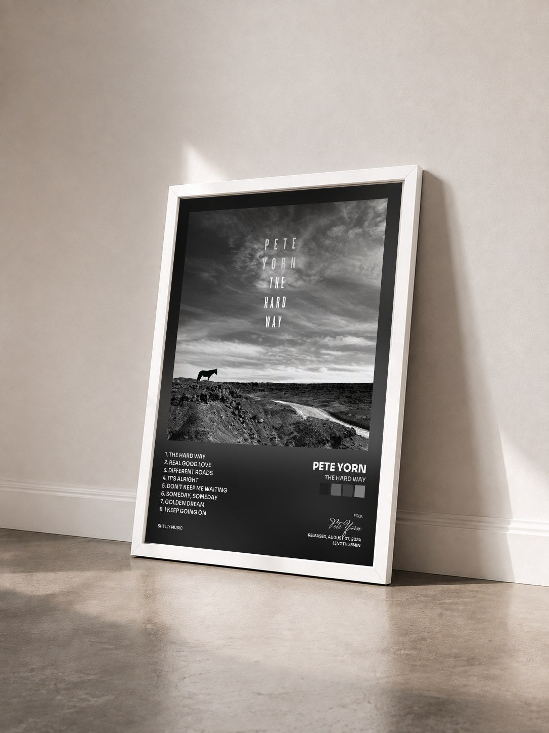 #blanc Tableau de l'album The Hard Way de Pete Yorn vu de trois quarts, cadre blanc
