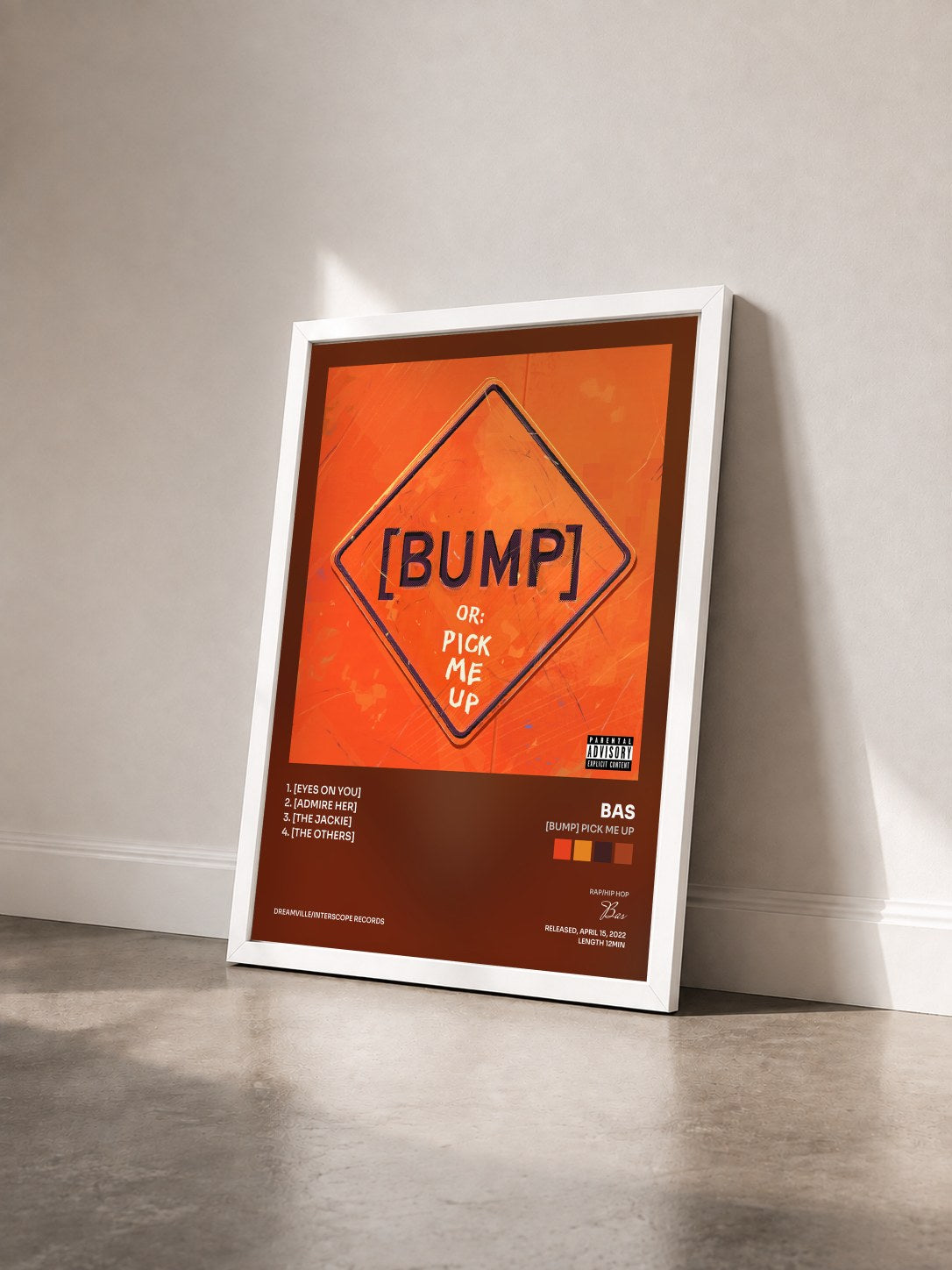 #blanc Tableau de l'album [BUMP] Pick Me Up de Bas vu de trois quarts, cadre blanc