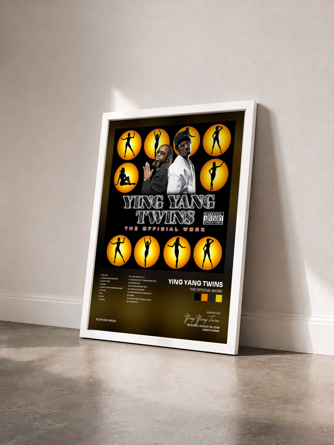 #blanc Tableau de l'album The Official Work de Ying Yang Twins vu de trois quarts, cadre blanc