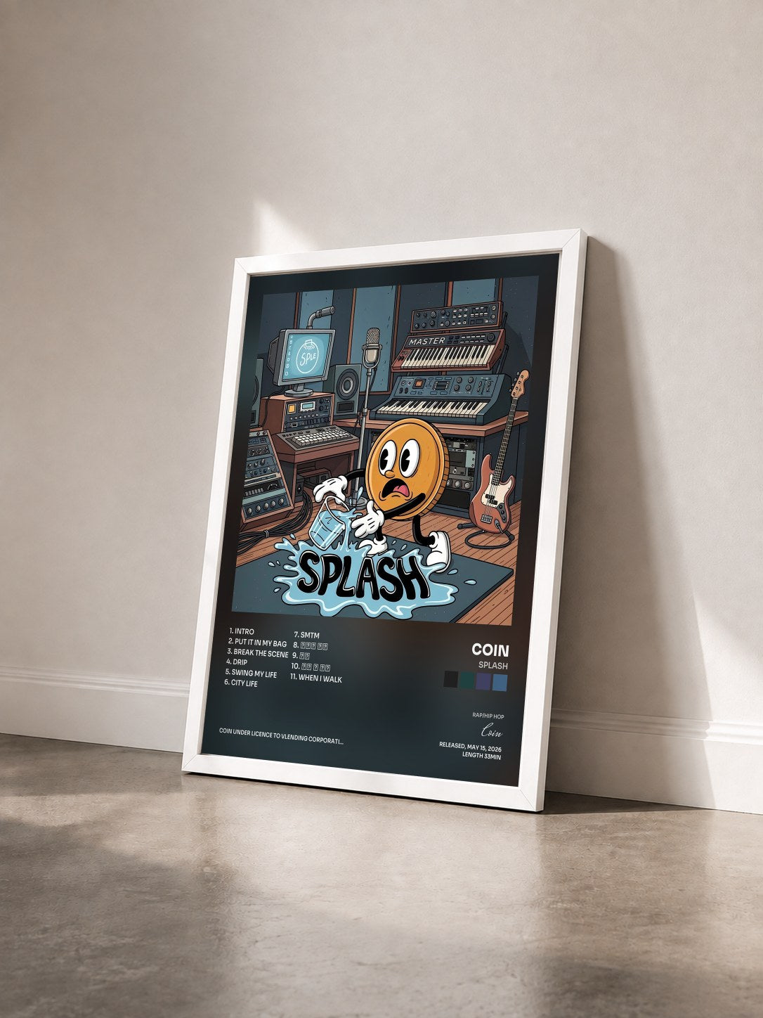 #blanc Tableau de l'album SPLASH de Coin vu de trois quarts, cadre blanc