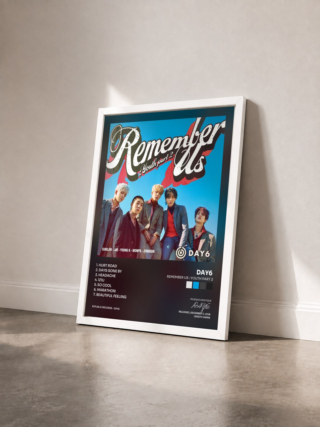 #blanc Tableau de l'album Remember Us : Youth Part 2 de DAY6  vu de trois quarts, cadre blanc