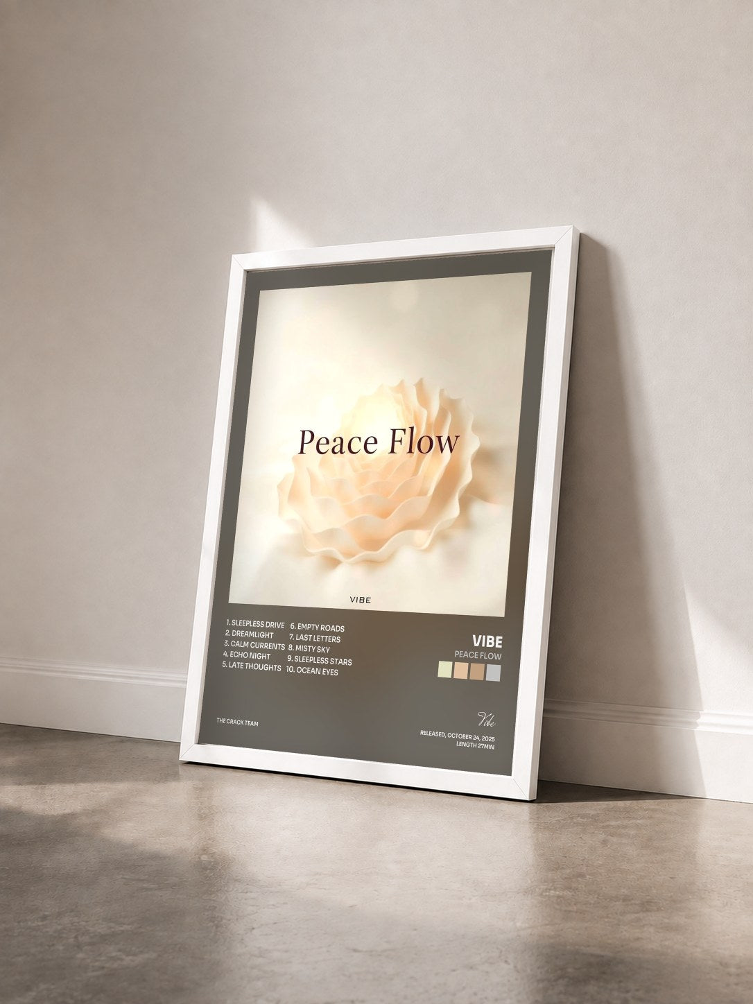 #blanc Tableau de l'album Peace Flow de Vibe vu de trois quarts, cadre blanc