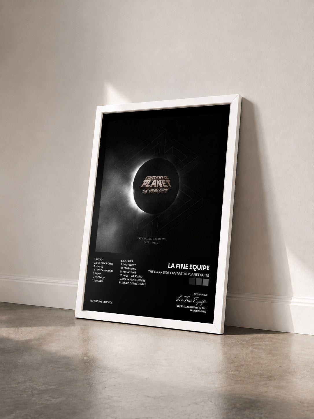 #blanc Tableau de l'album The Dark Side Fantastic Planet Suite de La Fine Equipe vu de trois quarts, cadre blanc