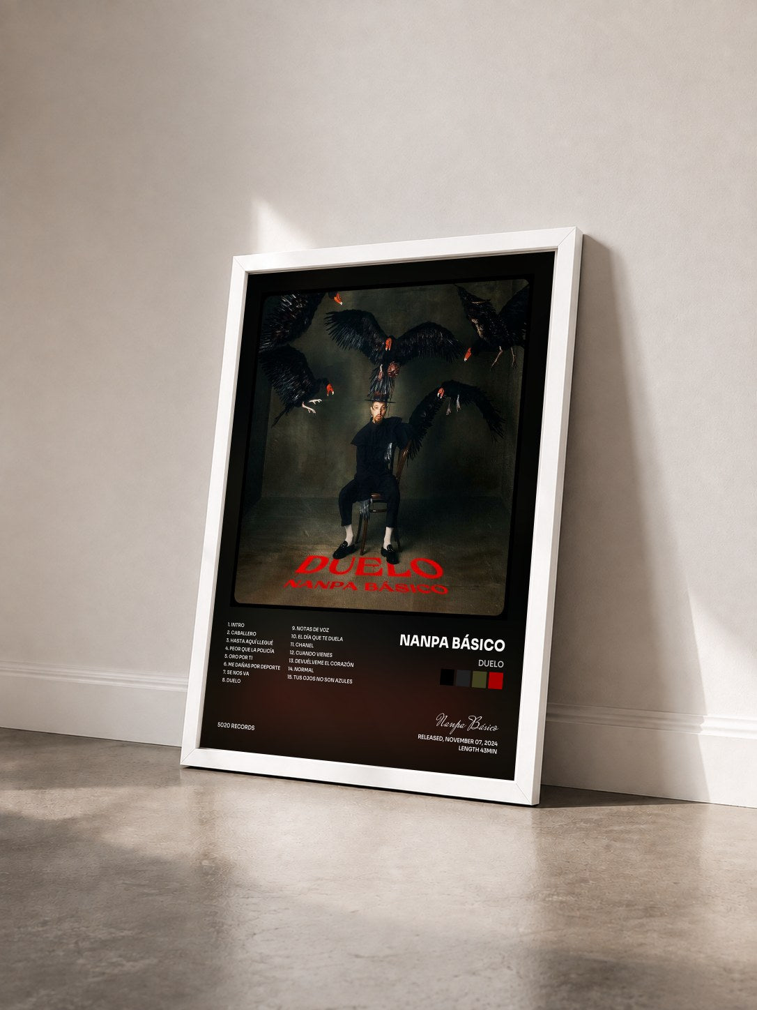 #blanc Tableau de l'album Duelo de Nanpa Básico vu de trois quarts, cadre blanc