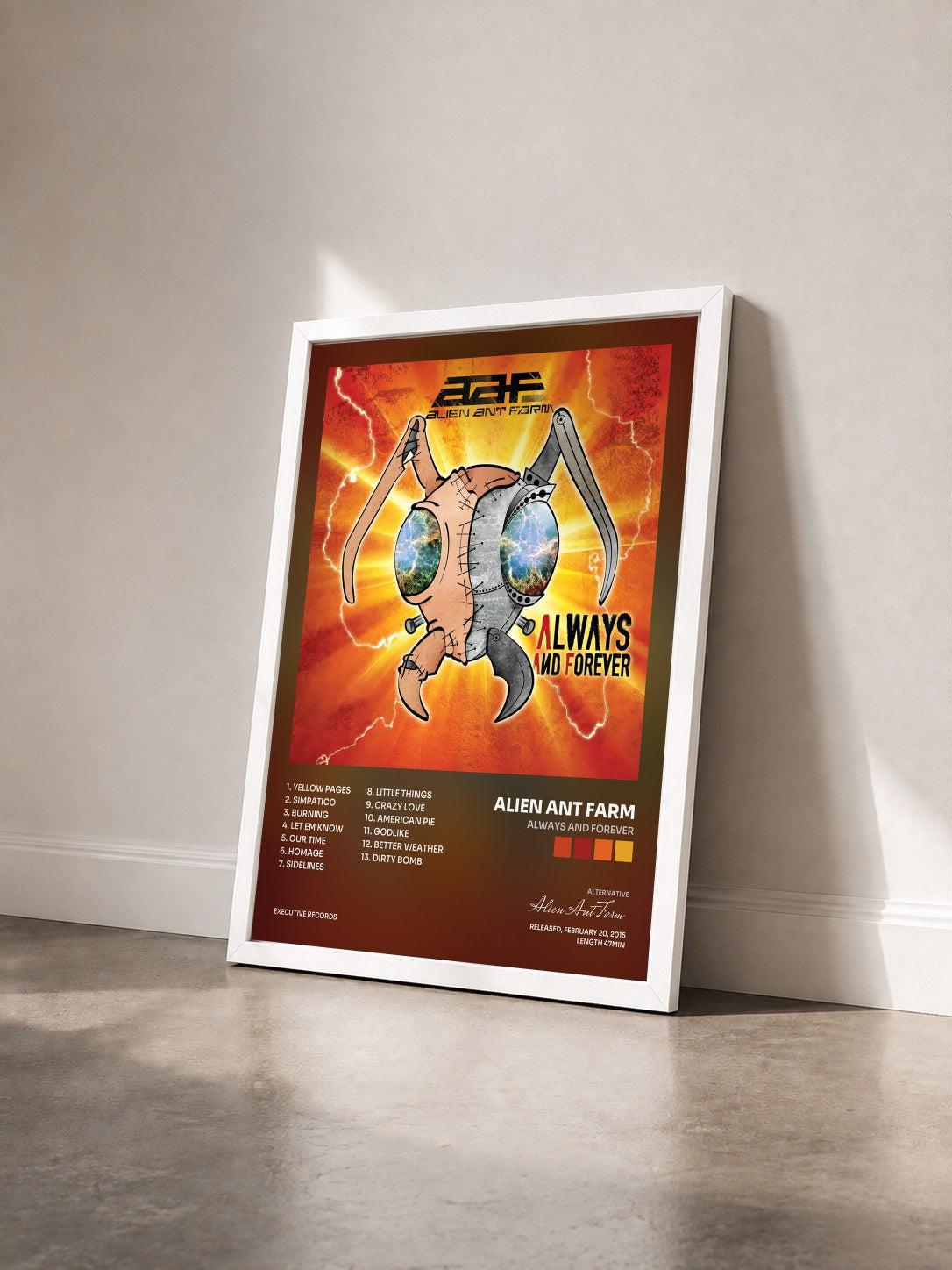 #blanc Tableau de l'album Always And Forever de Alien Ant Farm vu de trois quarts, cadre blanc