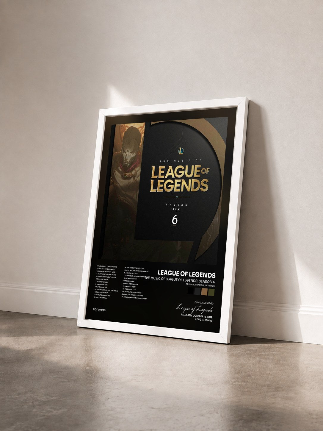 #blanc Tableau de l'album The Music of League of Legends: Season 6 (Original Game Soundtrack) de League of Legends vu de trois quarts, cadre blanc