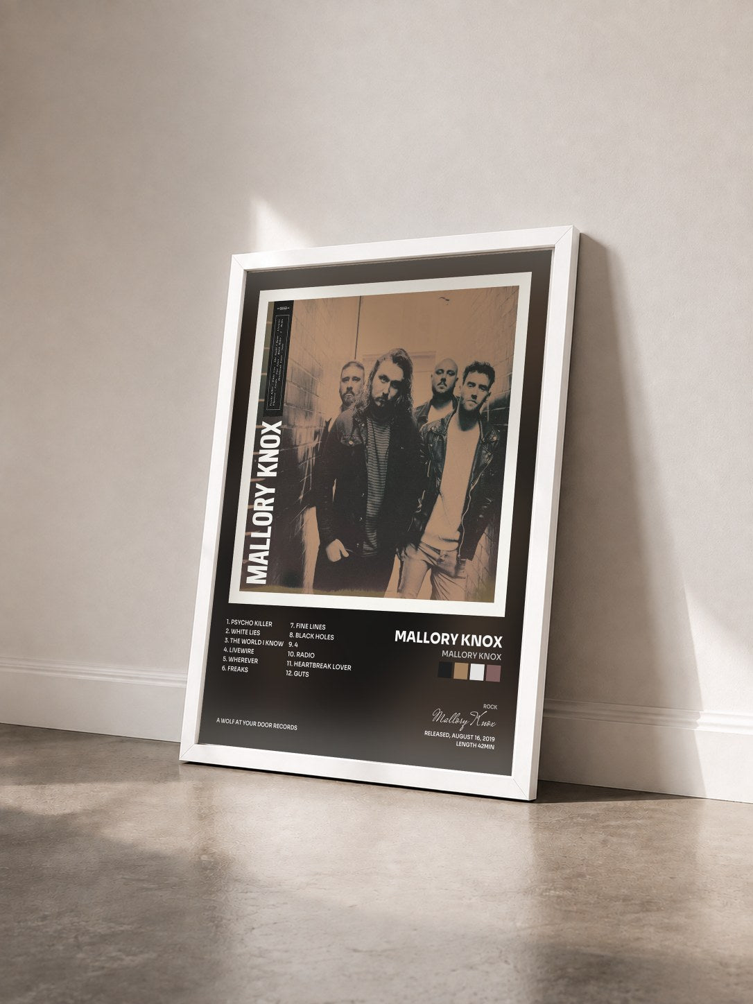 #blanc Tableau de l'album Mallory Knox de Mallory Knox vu de trois quarts, cadre blanc