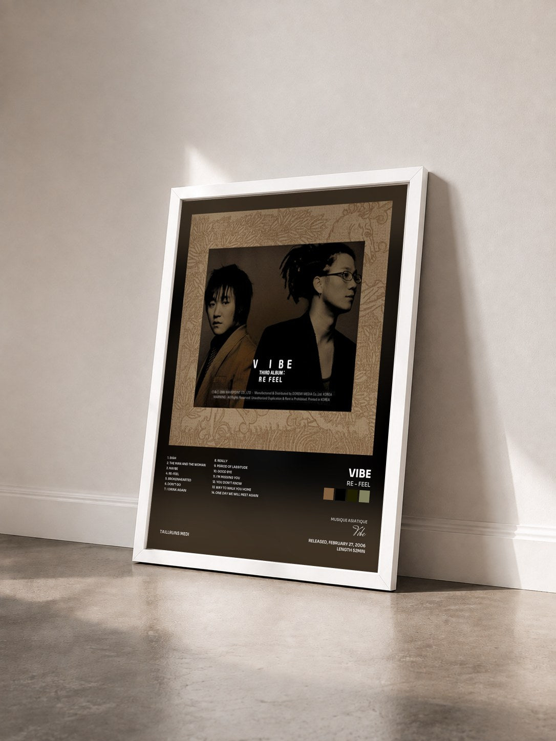 #blanc Tableau de l'album Re - Feel de Vibe vu de trois quarts, cadre blanc