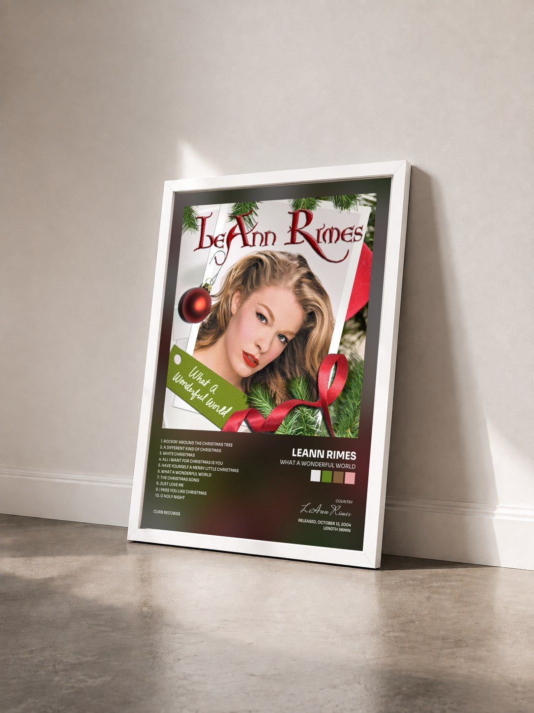 #blanc Tableau de l'album What A Wonderful World de LeAnn Rimes vu de trois quarts, cadre blanc