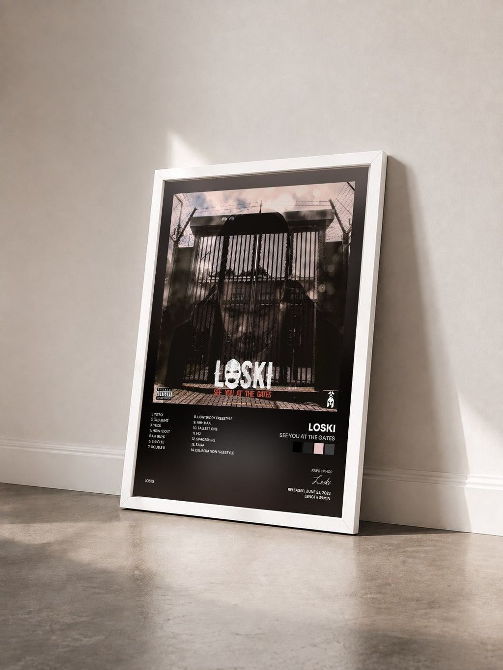 #blanc Tableau de l'album See You At The Gates de Loski vu de trois quarts, cadre blanc