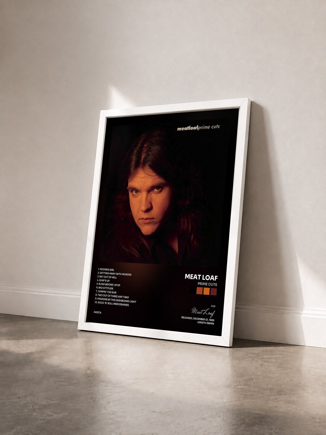 #blanc Tableau de l'album Prime Cuts de Meat Loaf vu de trois quarts, cadre blanc