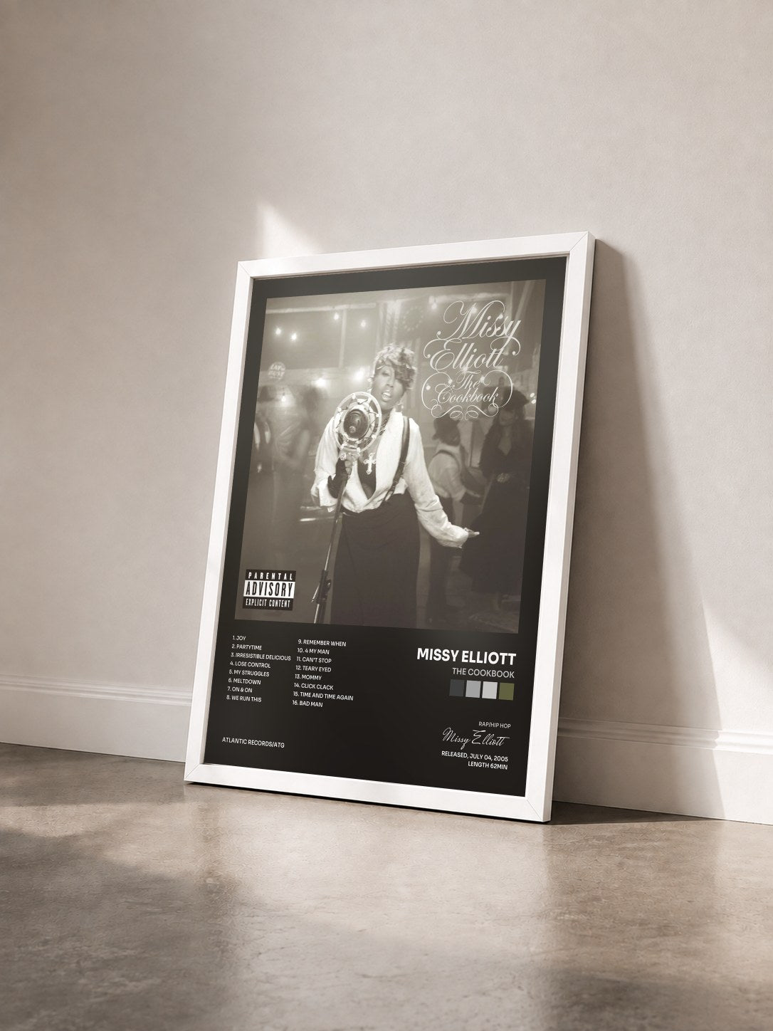 #blanc Tableau de l'album The Cookbook de Missy Elliott vu de trois quarts, cadre blanc