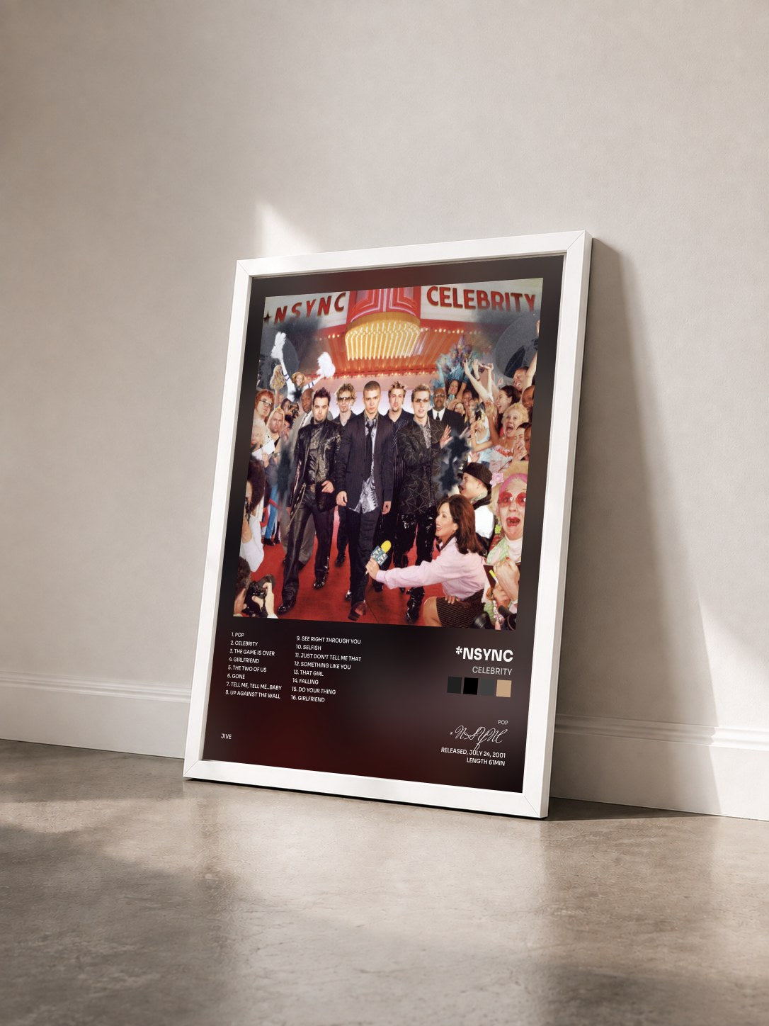 #blanc Tableau de l'album Celebrity de *NSYNC vu de trois quarts, cadre blanc