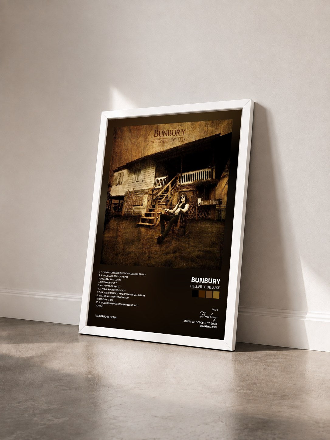 #blanc Tableau de l'album Hellville De Luxe de Bunbury vu de trois quarts, cadre blanc