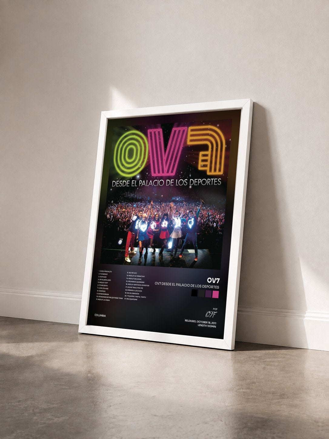 #blanc Tableau de l'album OV7 Desde El Palacio De Los Deportes de OV7 vu de trois quarts, cadre blanc