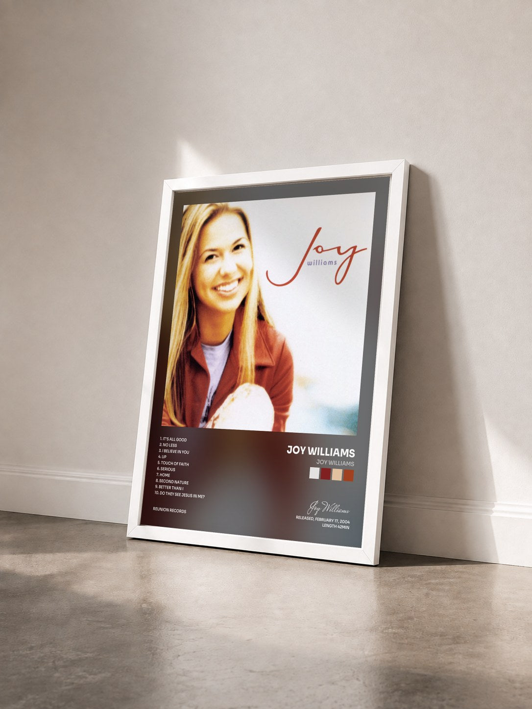 #blanc Tableau de l'album Joy Williams de Joy Williams vu de trois quarts, cadre blanc