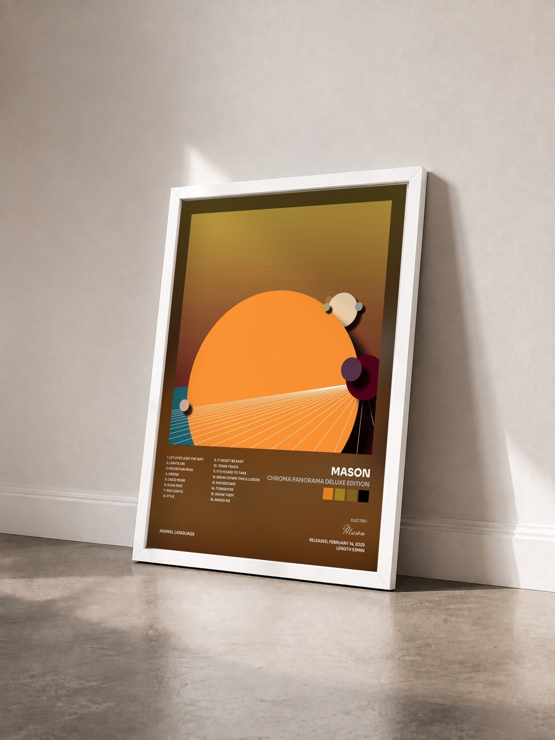 #blanc Tableau de l'album Chroma Panorama Deluxe Edition de Mason vu de trois quarts, cadre blanc