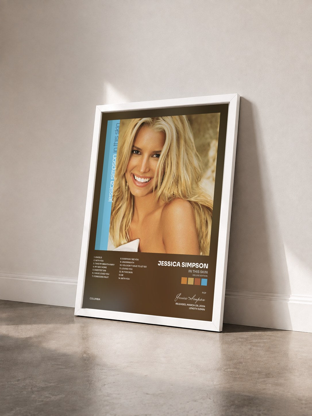 #blanc Tableau de l'album In This Skin (Deluxe Edition) de Jessica Simpson vu de trois quarts, cadre blanc